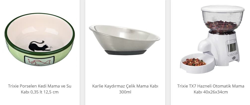 Farklı materyallerde kedi ve köpek mama kapları